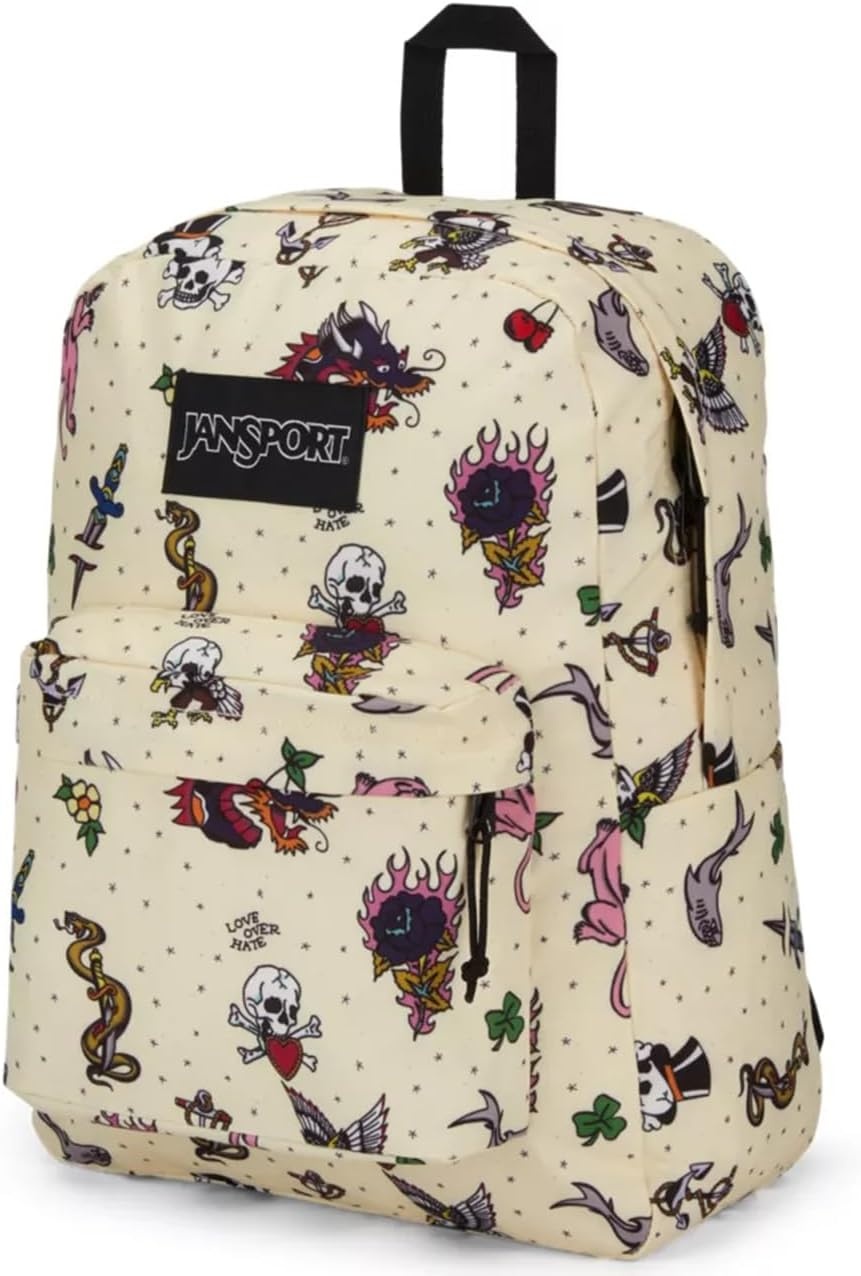 image:imageJanSport SuperBreak Plus Backpack with Padded 15inch Laptop Sleeve and Integrated Bottle Pocket Spacious and Durable Daypack for Work and Travel Sunny Sketches BlueTraditional Tats