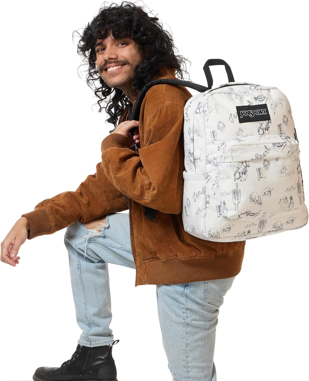 image:imageJanSport SuperBreak Plus Backpack with Padded 15inch Laptop Sleeve and Integrated Bottle Pocket Spacious and Durable Daypack for Work and Travel Sunny Sketches BlueCactus Jansport