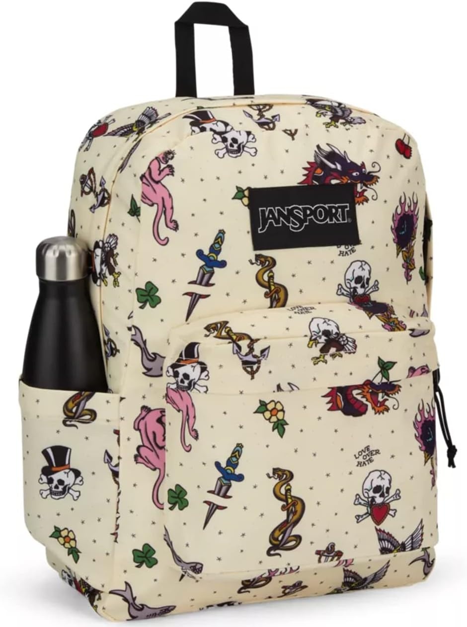 image:imageJanSport SuperBreak Plus Backpack with Padded 15inch Laptop Sleeve and Integrated Bottle Pocket Spacious and Durable Daypack for Work and Travel Sunny Sketches BlueTraditional Tats