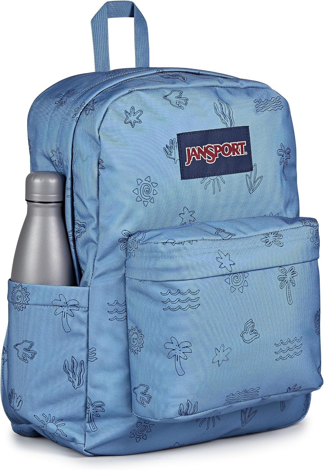 image:imageJanSport SuperBreak Plus Backpack with Padded 15inch Laptop Sleeve and Integrated Bottle Pocket Spacious and Durable Daypack for Work and Travel Sunny Sketches BlueSunny Sketches Blue