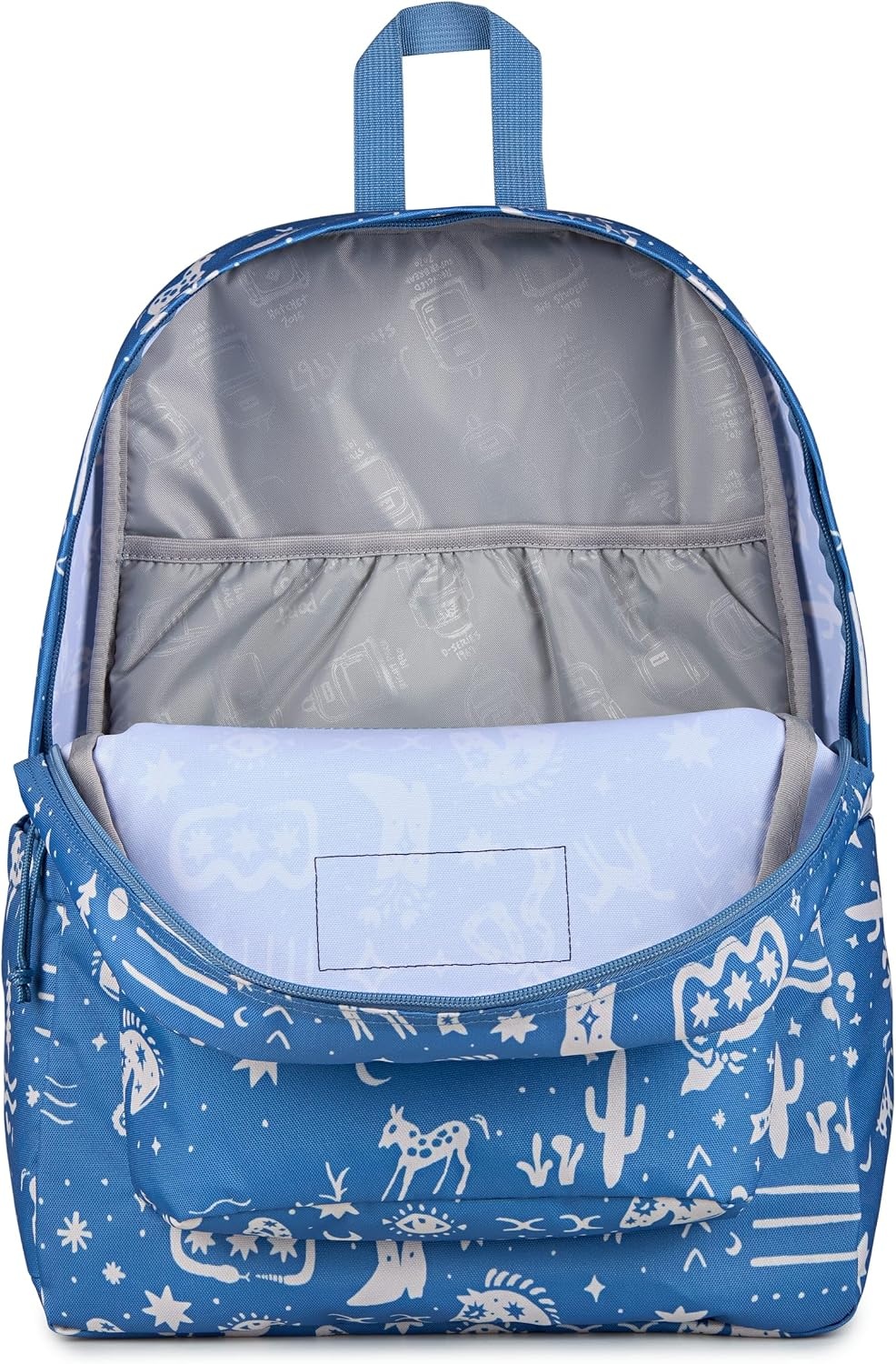 image:imageJanSport SuperBreak Plus Backpack with Padded 15inch Laptop Sleeve and Integrated Bottle Pocket Spacious and Durable Daypack for Work and Travel Sunny Sketches BlueYeehaw and Horses Elemental BlueCream