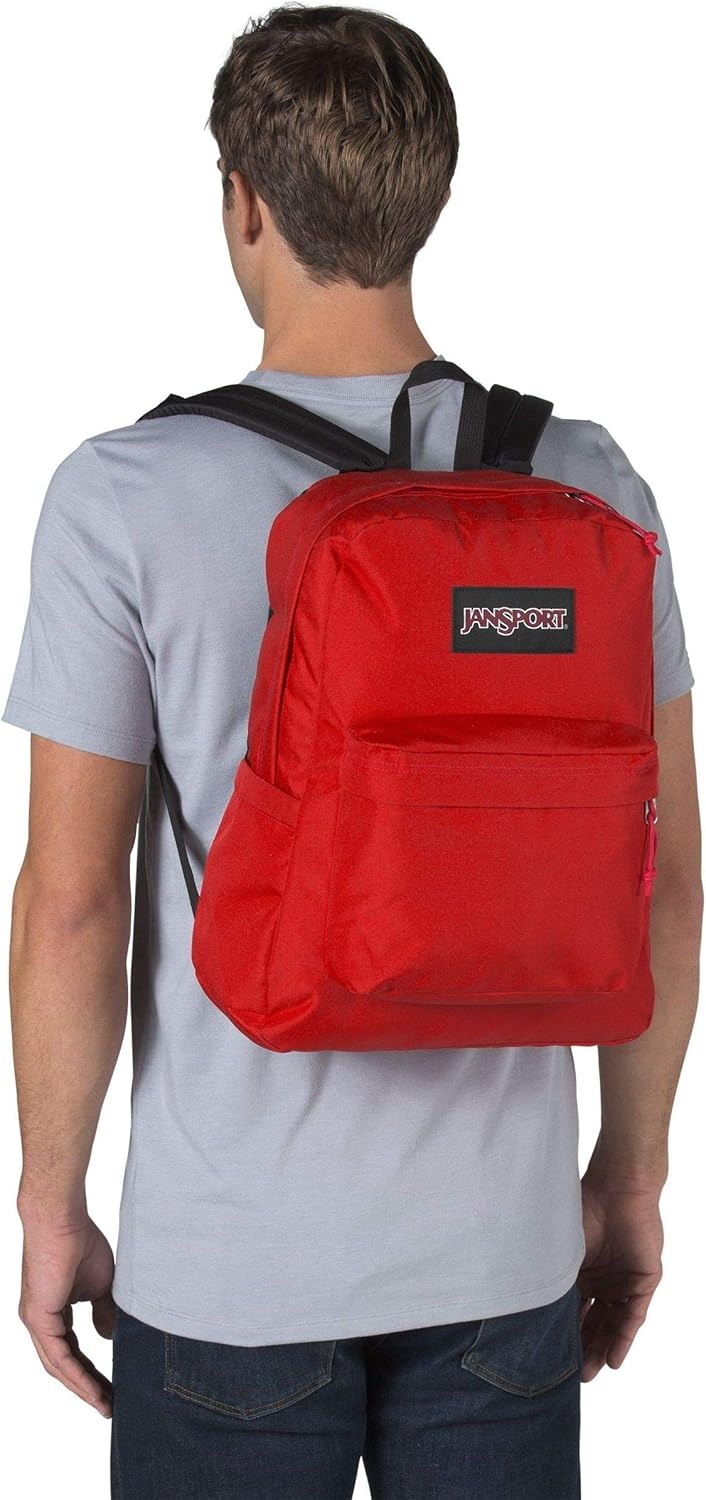image:imageJanSport SuperBreak Plus Backpack with Padded 15inch Laptop Sleeve and Integrated Bottle Pocket Spacious and Durable Daypack for Work and Travel Sunny Sketches BlueRed Tape