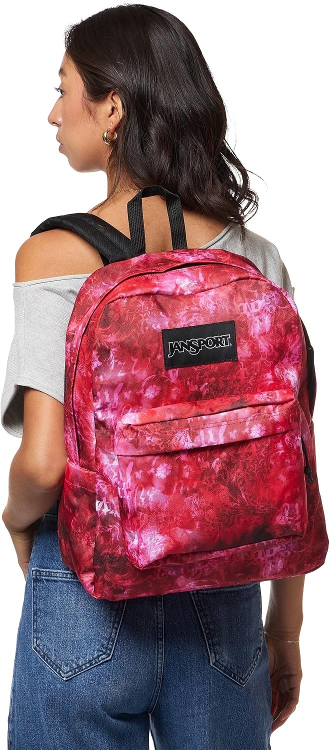 image:imageJanSport SuperBreak Plus Backpack with Padded 15inch Laptop Sleeve and Integrated Bottle Pocket Spacious and Durable Daypack for Work and Travel Sunny Sketches BlueAfflicted Dyed RedWhiteBlack