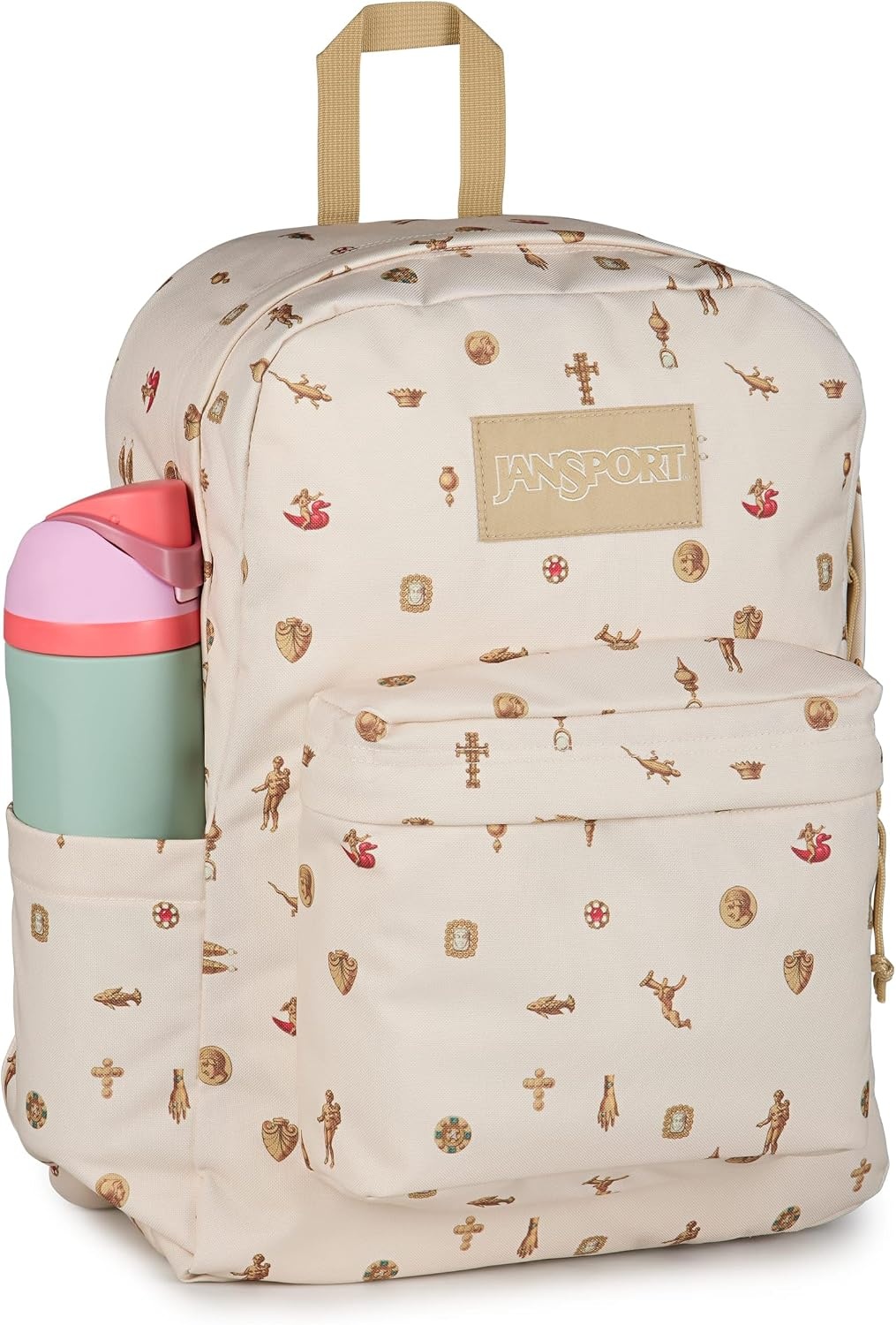 image:imageJanSport SuperBreak Plus Backpack with Padded 15inch Laptop Sleeve and Integrated Bottle Pocket Spacious and Durable Daypack for Work and Travel Sunny Sketches BlueGilded Relics Moon FlowerGold