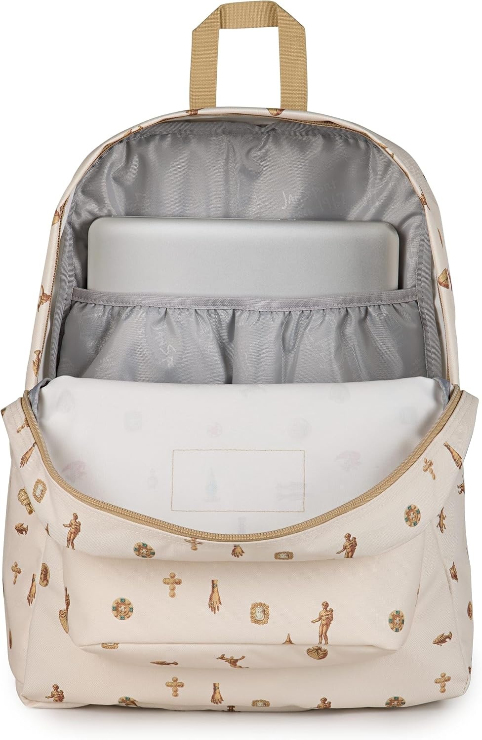 image:imageJanSport SuperBreak Plus Backpack with Padded 15inch Laptop Sleeve and Integrated Bottle Pocket Spacious and Durable Daypack for Work and Travel Sunny Sketches BlueGilded Relics Moon FlowerGold