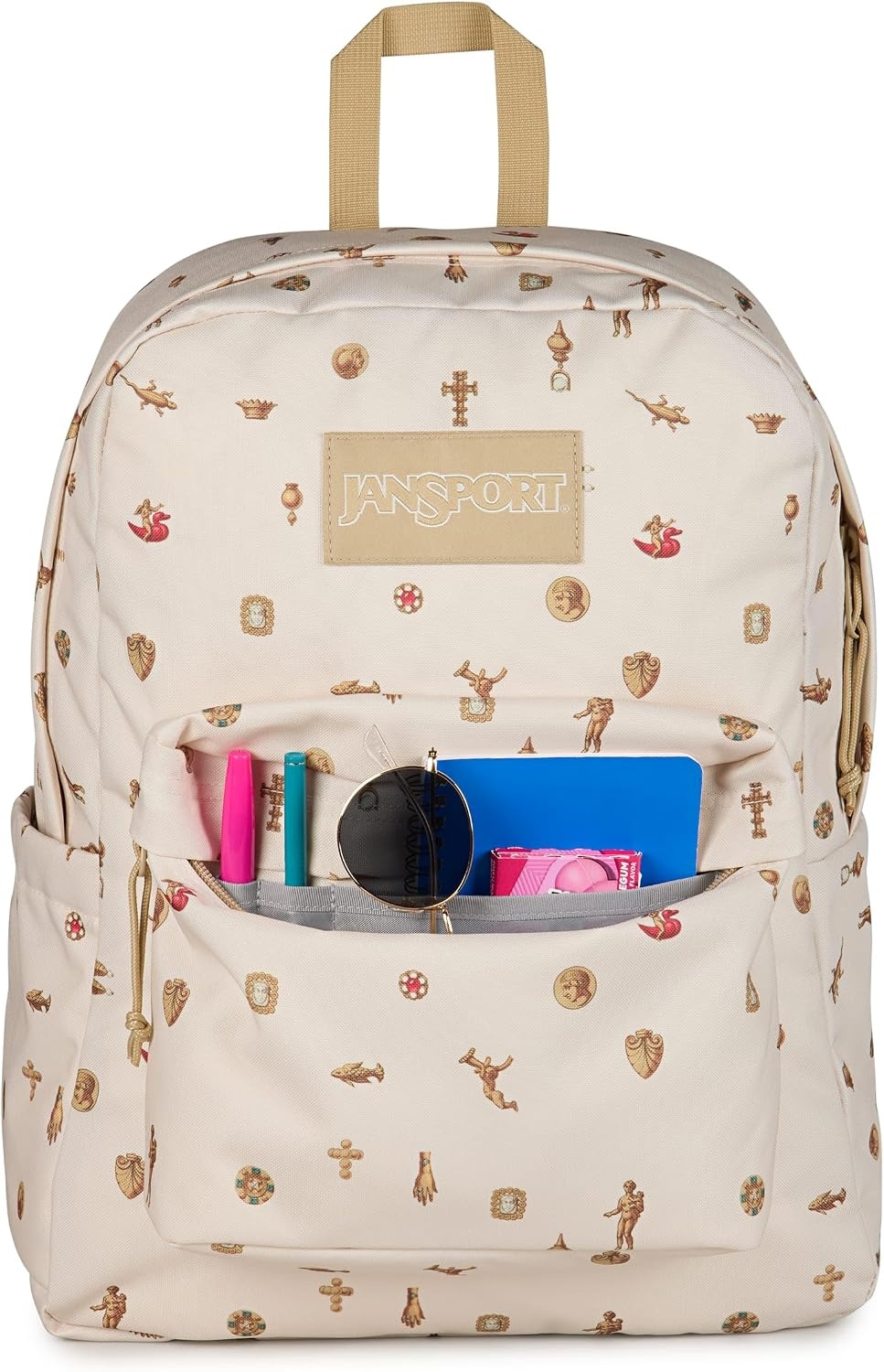 image:imageJanSport SuperBreak Plus Backpack with Padded 15inch Laptop Sleeve and Integrated Bottle Pocket Spacious and Durable Daypack for Work and Travel Sunny Sketches BlueGilded Relics Moon FlowerGold