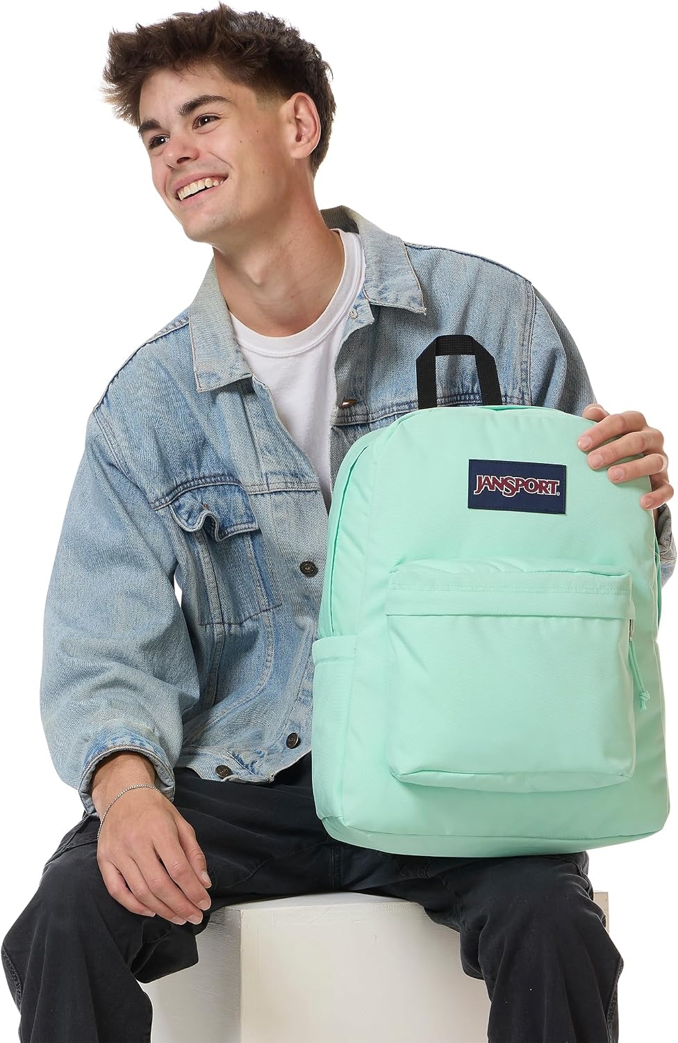 image:imageJanSport SuperBreak Plus Backpack with Padded 15inch Laptop Sleeve and Integrated Bottle Pocket Spacious and Durable Daypack for Work and Travel Sunny Sketches BlueMagic Mint