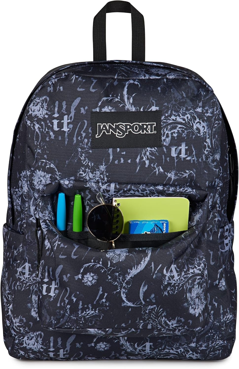 image:imageJanSport SuperBreak Plus Backpack with Padded 15inch Laptop Sleeve and Integrated Bottle Pocket Spacious and Durable Daypack for Work and Travel Sunny Sketches BlueAfflicted BlackCharcoalDk Grey