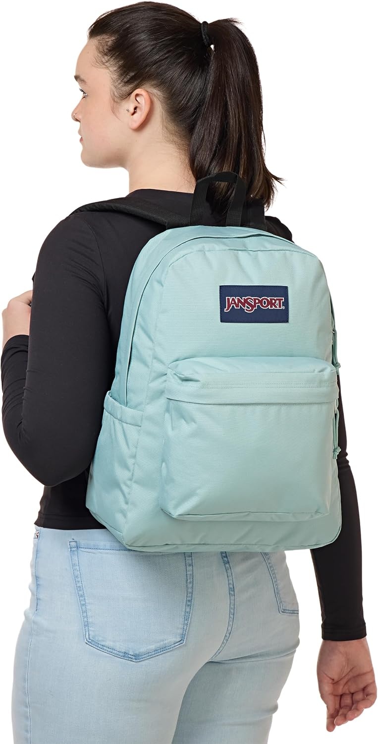 image:imageJanSport SuperBreak Plus Backpack with Padded 15inch Laptop Sleeve and Integrated Bottle Pocket Spacious and Durable Daypack for Work and Travel Sunny Sketches BlueFaded Sage