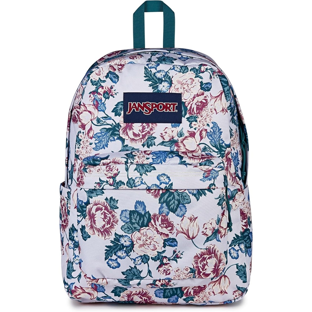 image:imageJanSport SuperBreak Plus Backpack with Padded 15inch Laptop Sleeve and Integrated Bottle Pocket Spacious and Durable Daypack for Work and Travel Sunny Sketches BlueRustic Roses Moon FlowerBluPnkGrn