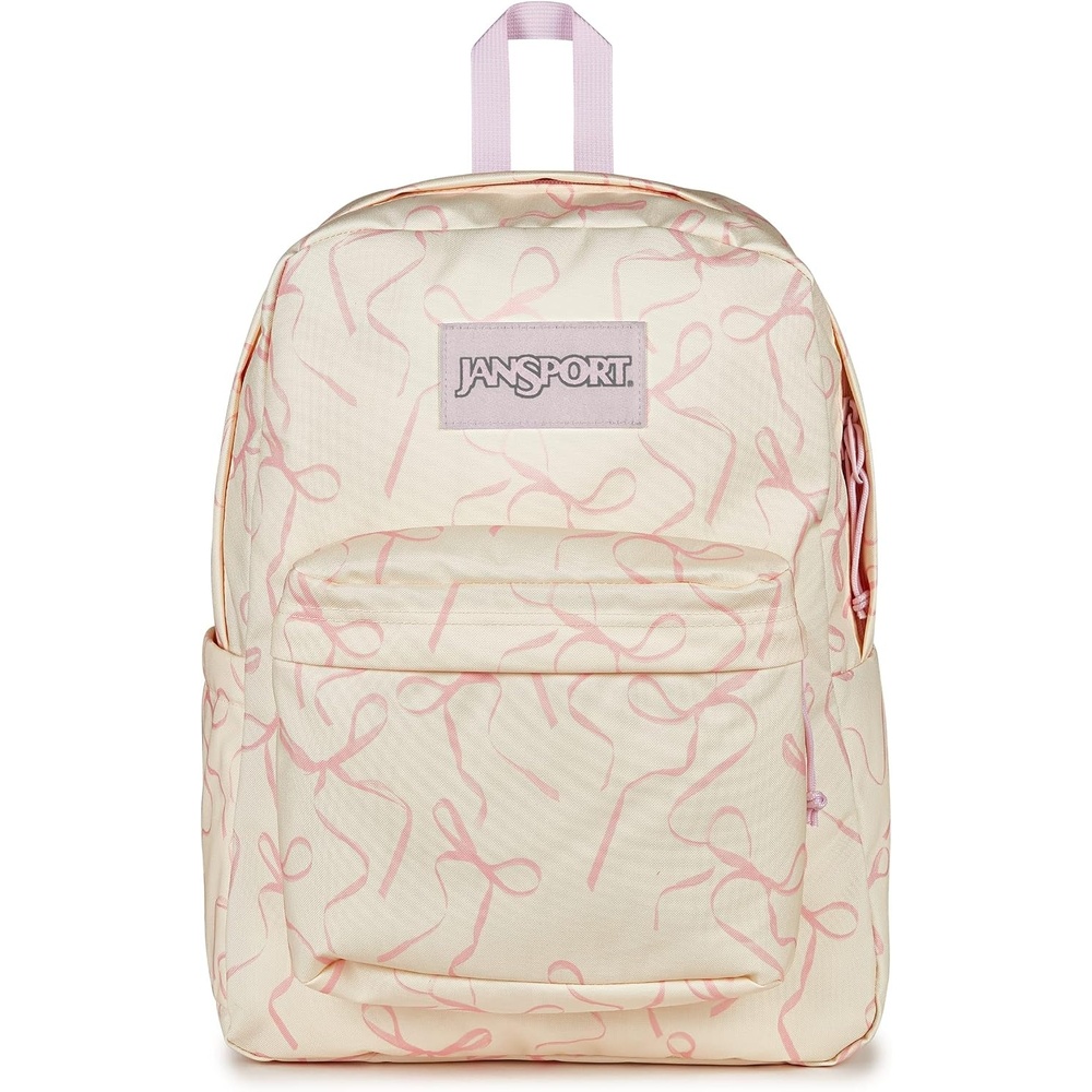 image:imageJanSport SuperBreak Plus Backpack with Padded 15inch Laptop Sleeve and Integrated Bottle Pocket Spacious and Durable Daypack for Work and Travel Sunny Sketches BlueRows of Bows NaturalPink Ice