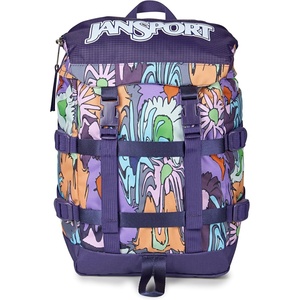 JanSport Mini Skip Pack – Compact Backpack with Main Compartment, Side Water Bottle Pocket, and Zippered Accessory Pocket, Jelly Kelly(Melted Blooms Yellow)