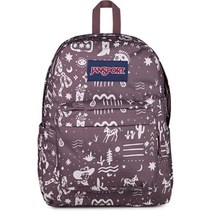 JanSport SuperBreak Plus Backpack with Padded 15-inch Laptop Sleeve and Integrated Bottle Pocket – Spacious and Durable Daypack for Work and Travel – Sunny Sketches Blue(Yeehaw and Horses Mahogany Haze/Cream)