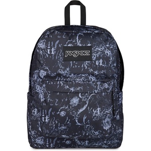 JanSport SuperBreak Plus Backpack with Padded 15-inch Laptop Sleeve and Integrated Bottle Pocket – Spacious and Durable Daypack for Work and Travel – Sunny Sketches Blue(Afflicted Black/Charcoal/Dk Grey)
