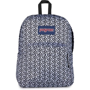 JanSport SuperBreak Plus Backpack with Padded 15-inch Laptop Sleeve and Integrated Bottle Pocket – Spacious and Durable Daypack for Work and Travel – Sunny Sketches Blue(Team Colors White/Black/Black)