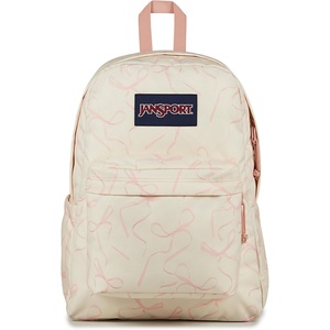 JanSport SuperBreak Plus Backpack with Padded 15-inch Laptop Sleeve and Integrated Bottle Pocket – Spacious and Durable Daypack for Work and Travel – Sunny Sketches Blue(Rows of Bows)