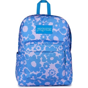 JanSport SuperBreak Plus Backpack with Padded 15-inch Laptop Sleeve and Integrated Bottle Pocket – Spacious and Durable Daypack for Work and Travel – Sunny Sketches Blue(Blossom Bae Blue)