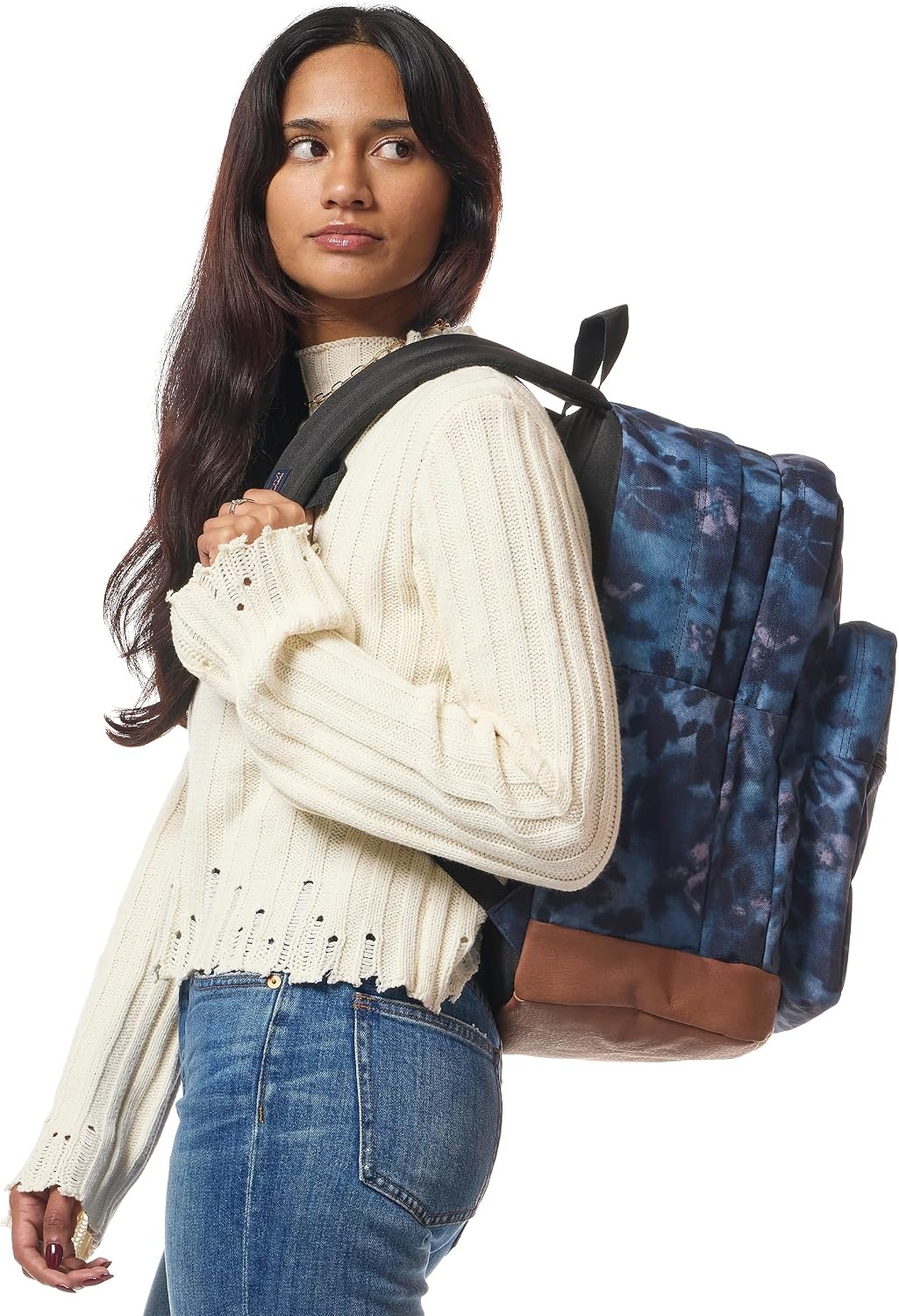 image:imageJanSport Cool Backpack with 15inch Laptop Sleeve Large Computer Bag Rucksack with 2 Compartments Ergonomic Straps Russet RedGhostly Florals NavyPurplePink