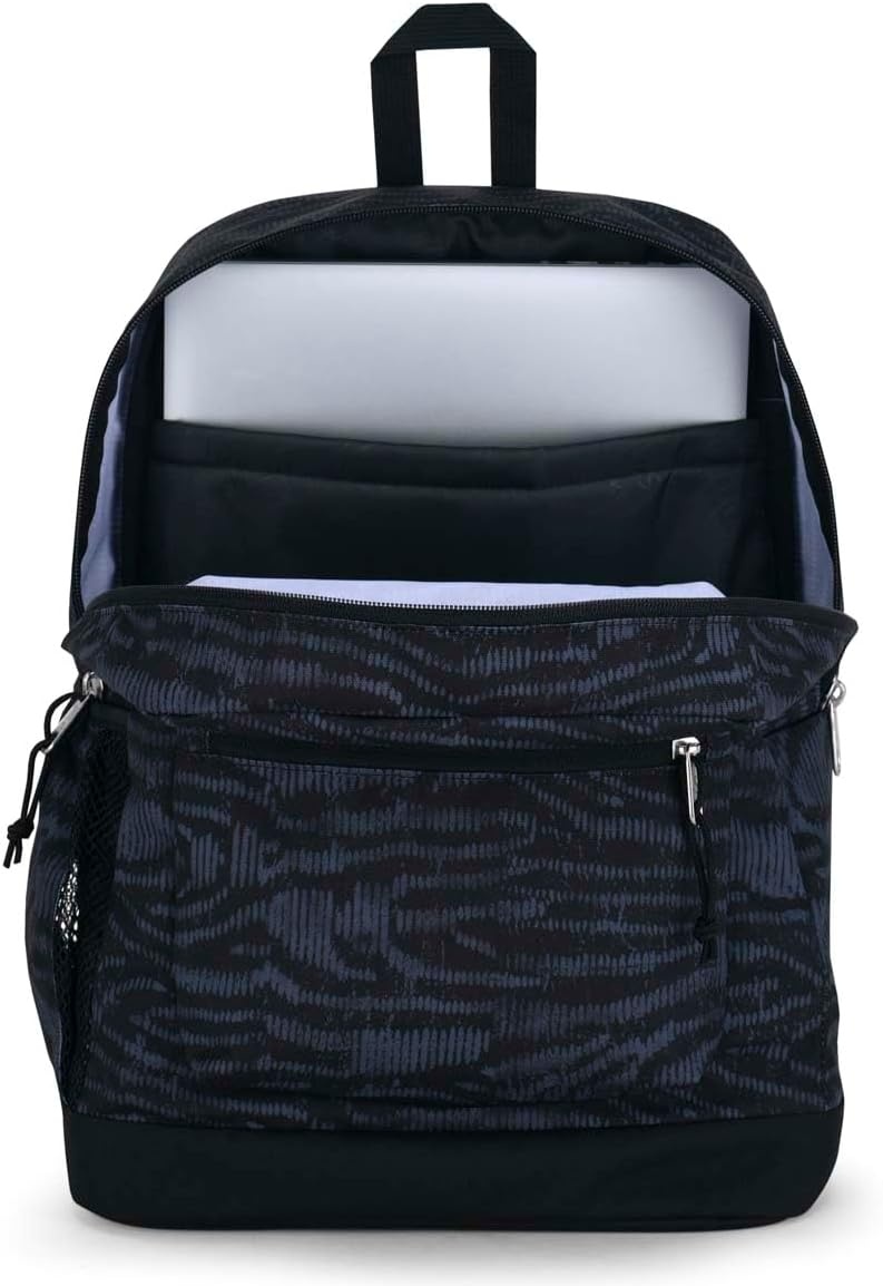 image:imageJanSport Cross Town Plus Backpack Large Main Compartment Side Water Bottle Pocket 15Inch Padded Laptop Sleeve Emerald PoolAbstract Animal