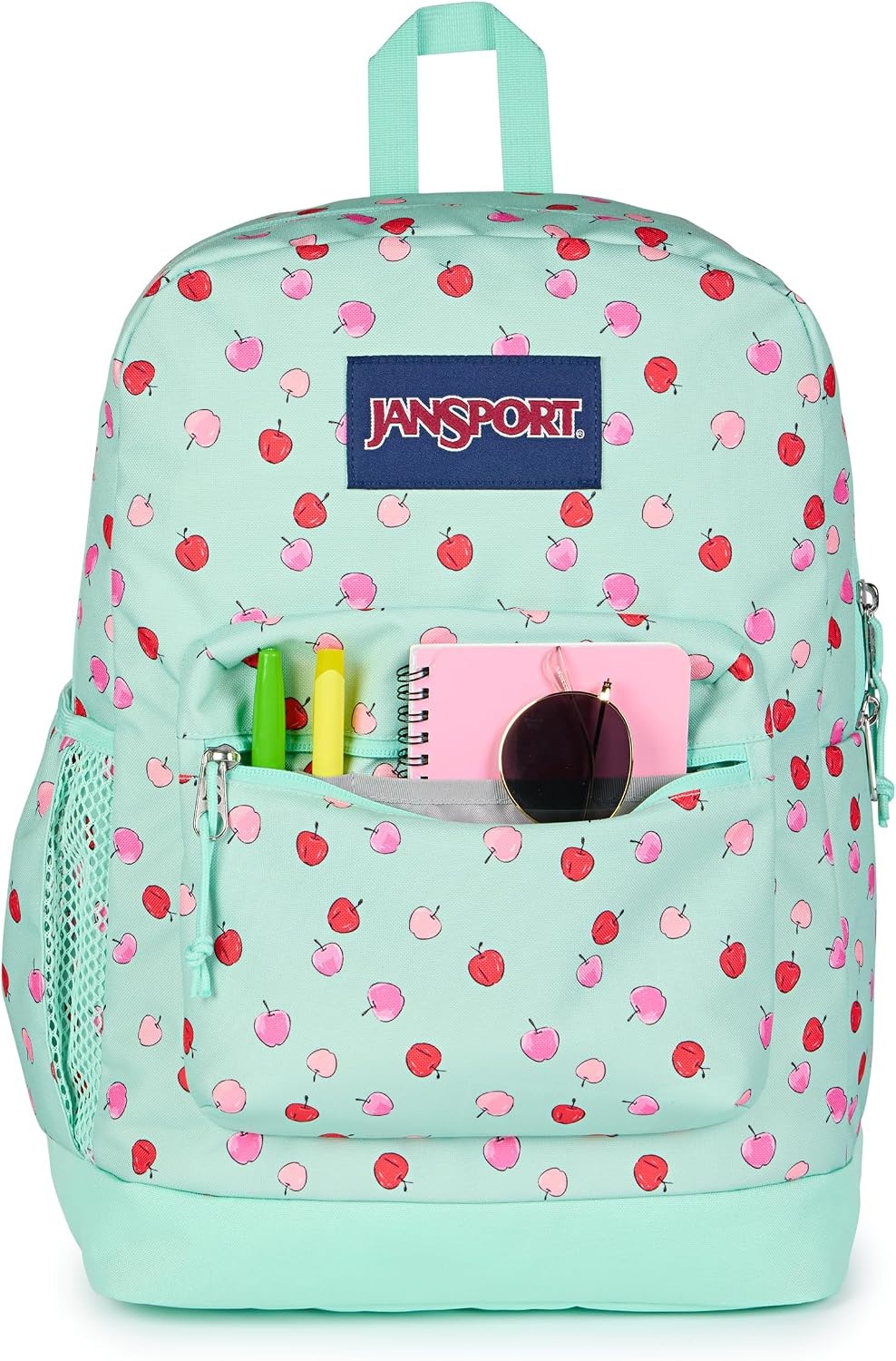 image:imageJanSport Cross Town Plus Backpack Large Main Compartment Side Water Bottle Pocket 15Inch Padded Laptop Sleeve Emerald PoolApple Orchard Magic MintPinkRed