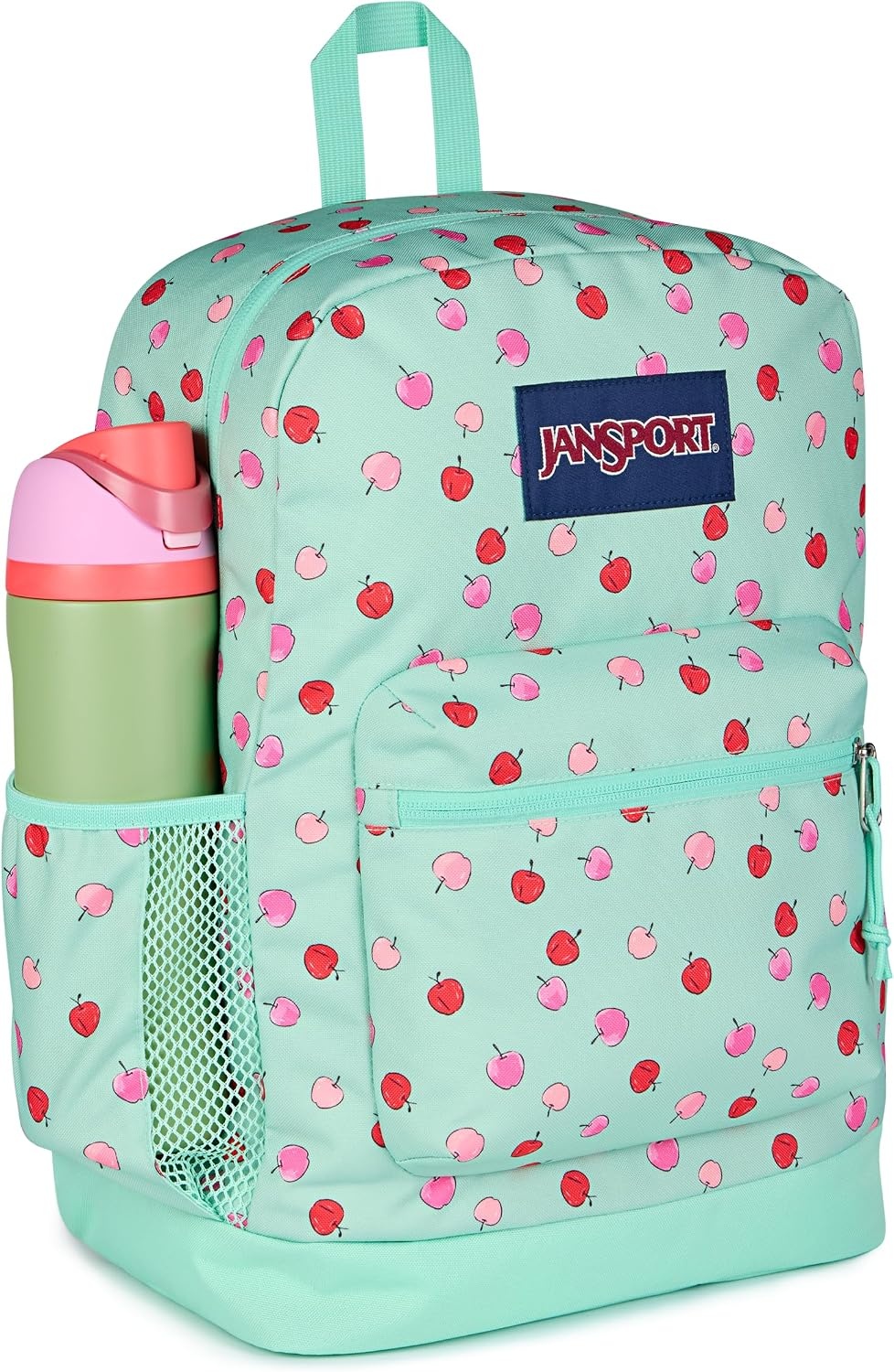 image:imageJanSport Cross Town Plus Backpack Large Main Compartment Side Water Bottle Pocket 15Inch Padded Laptop Sleeve Emerald PoolApple Orchard Magic MintPinkRed