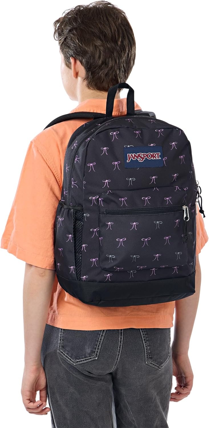 image:imageJanSport Cross Town Plus Backpack Large Main Compartment Side Water Bottle Pocket 15Inch Padded Laptop Sleeve Emerald PoolBad Bows