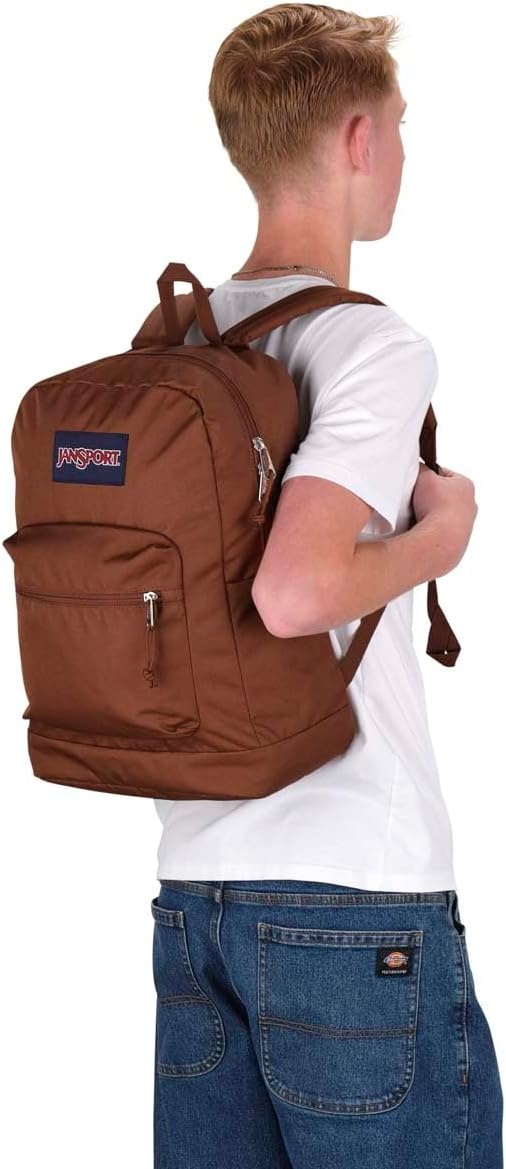 image:imageJanSport Cross Town Plus Backpack Large Main Compartment Side Water Bottle Pocket 15Inch Padded Laptop Sleeve Emerald PoolBasic Brown