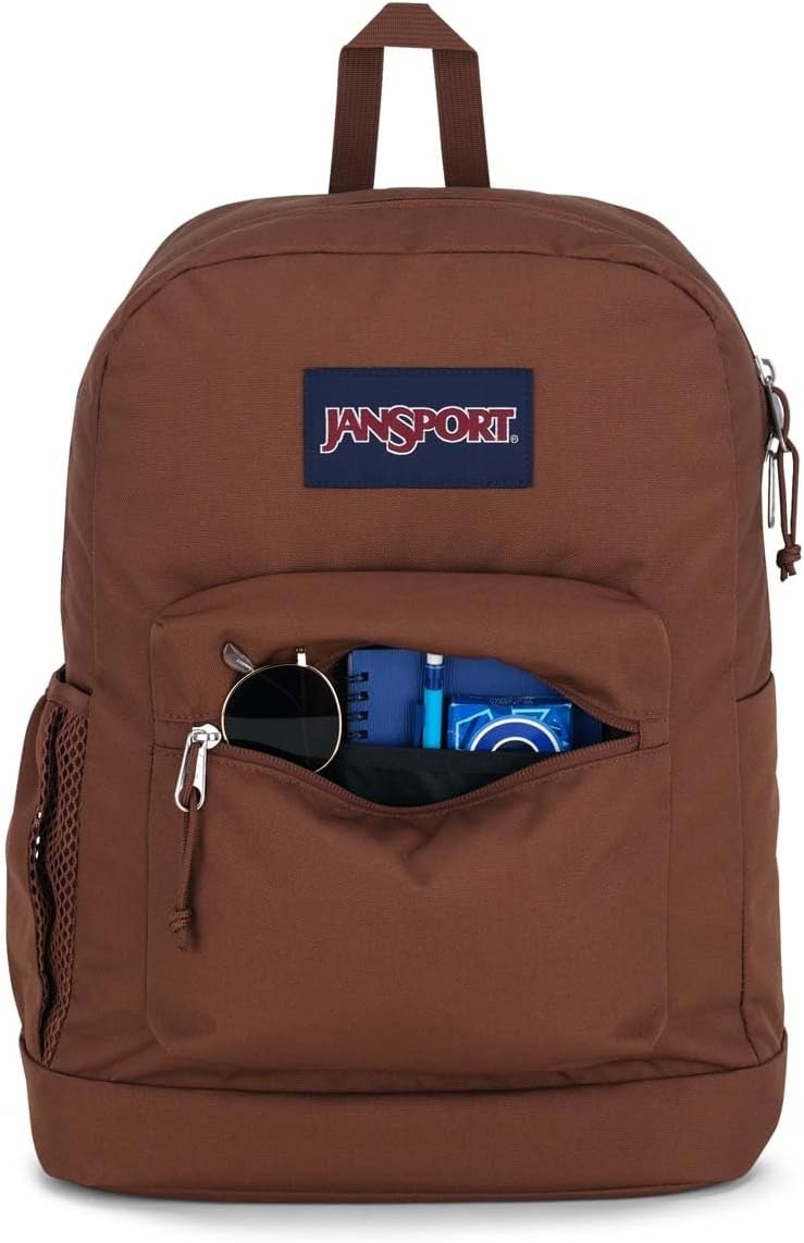 image:imageJanSport Cross Town Plus Backpack Large Main Compartment Side Water Bottle Pocket 15Inch Padded Laptop Sleeve Emerald PoolBasic Brown