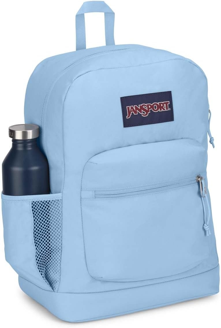 image:imageJanSport Cross Town Plus Backpack Large Main Compartment Side Water Bottle Pocket 15Inch Padded Laptop Sleeve Emerald PoolBlue Dusk