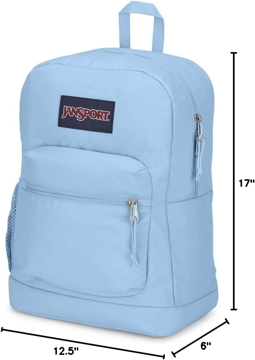 image:imageJanSport Cross Town Plus Backpack Large Main Compartment Side Water Bottle Pocket 15Inch Padded Laptop Sleeve Emerald PoolBlue Dusk