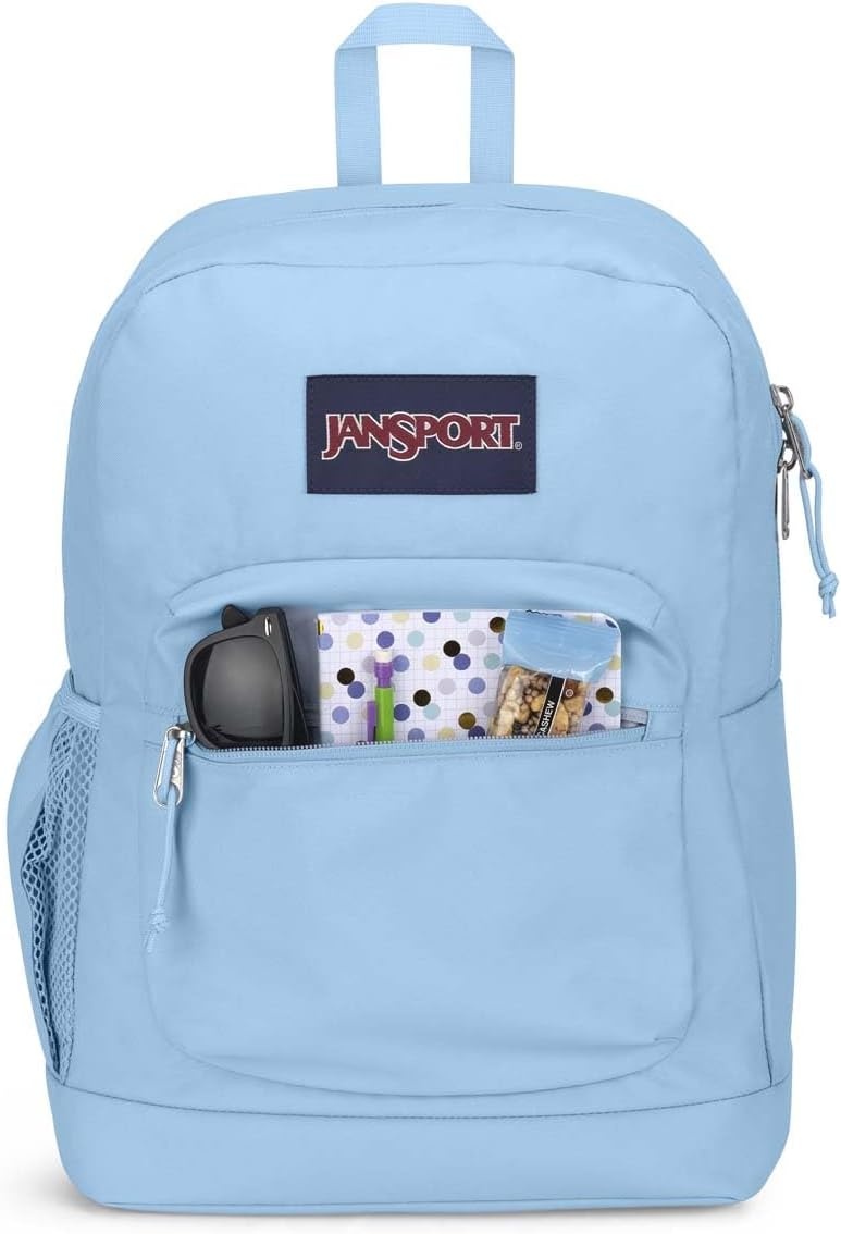image:imageJanSport Cross Town Plus Backpack Large Main Compartment Side Water Bottle Pocket 15Inch Padded Laptop Sleeve Emerald PoolBlue Dusk