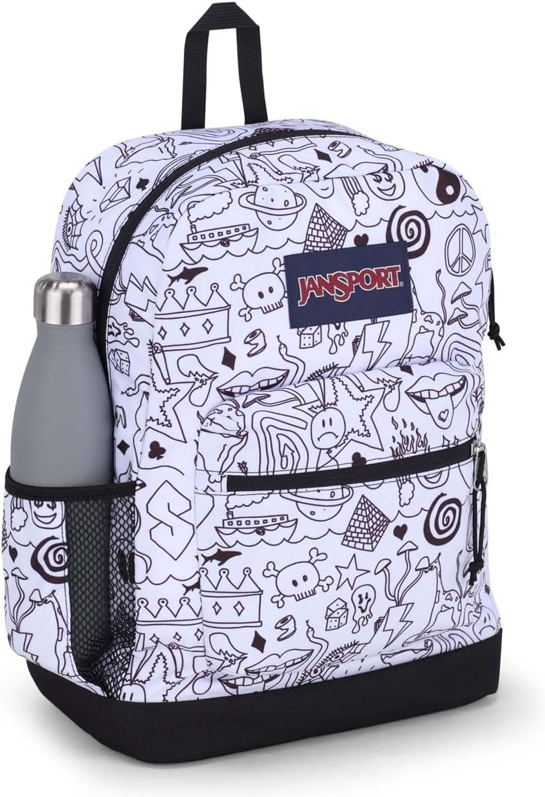 image:imageJanSport Cross Town Plus Backpack Large Main Compartment Side Water Bottle Pocket 15Inch Padded Laptop Sleeve Emerald PoolBroken Broadcast