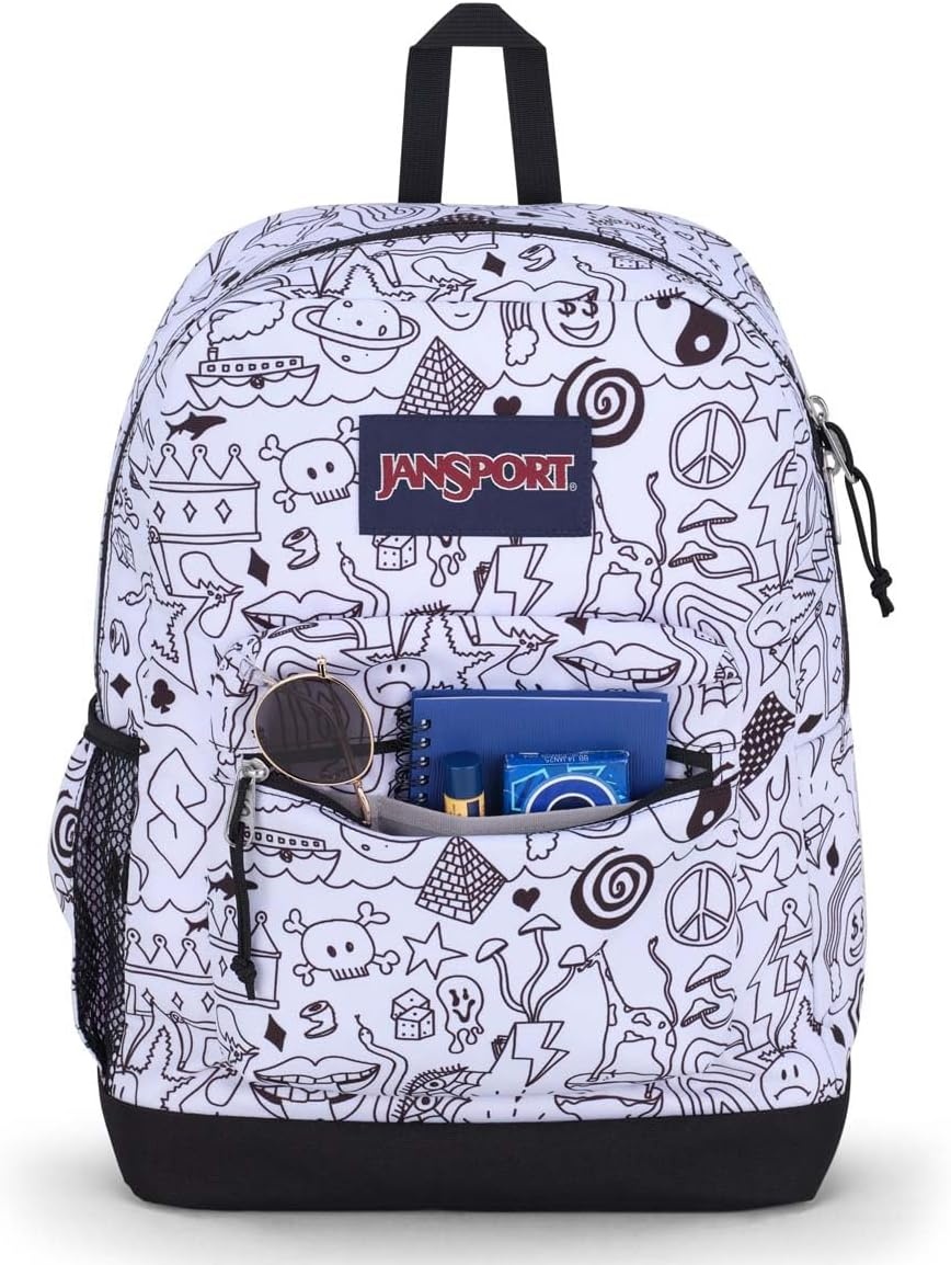 image:imageJanSport Cross Town Plus Backpack Large Main Compartment Side Water Bottle Pocket 15Inch Padded Laptop Sleeve Emerald PoolBroken Broadcast