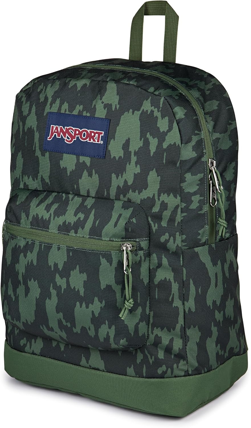 image:imageJanSport Cross Town Plus Backpack Large Main Compartment Side Water Bottle Pocket 15Inch Padded Laptop Sleeve Emerald PoolCamo Illusion