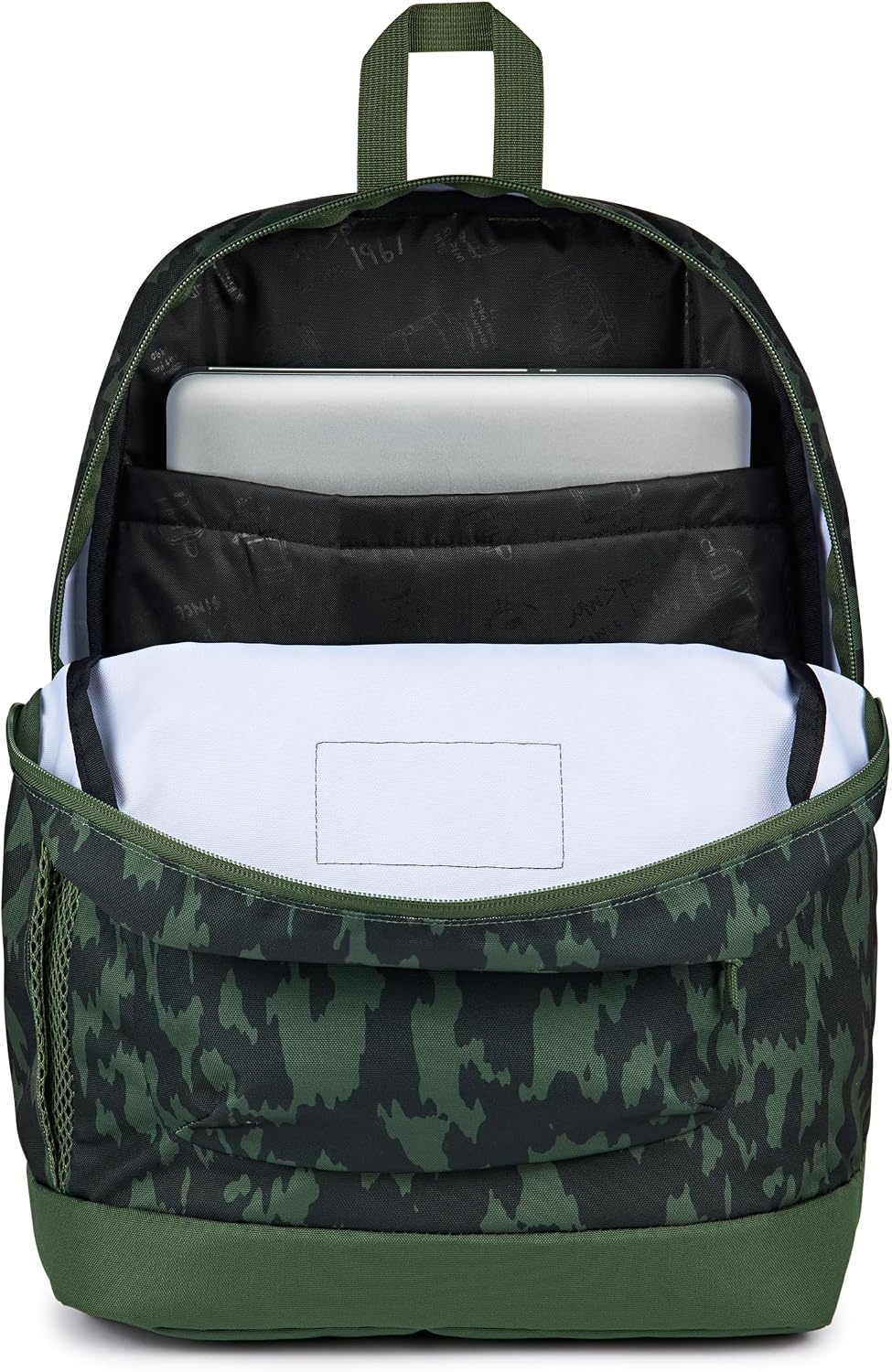 image:imageJanSport Cross Town Plus Backpack Large Main Compartment Side Water Bottle Pocket 15Inch Padded Laptop Sleeve Emerald PoolCamo Illusion