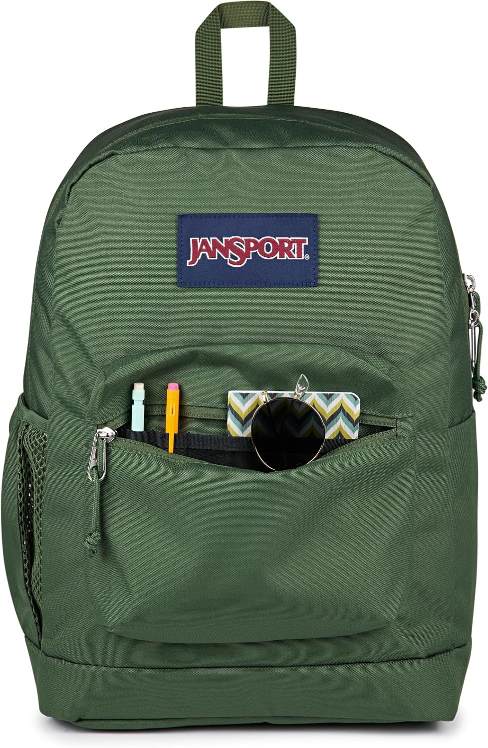 image:imageJanSport Cross Town Plus Backpack Large Main Compartment Side Water Bottle Pocket 15Inch Padded Laptop Sleeve Emerald PoolCargo Green