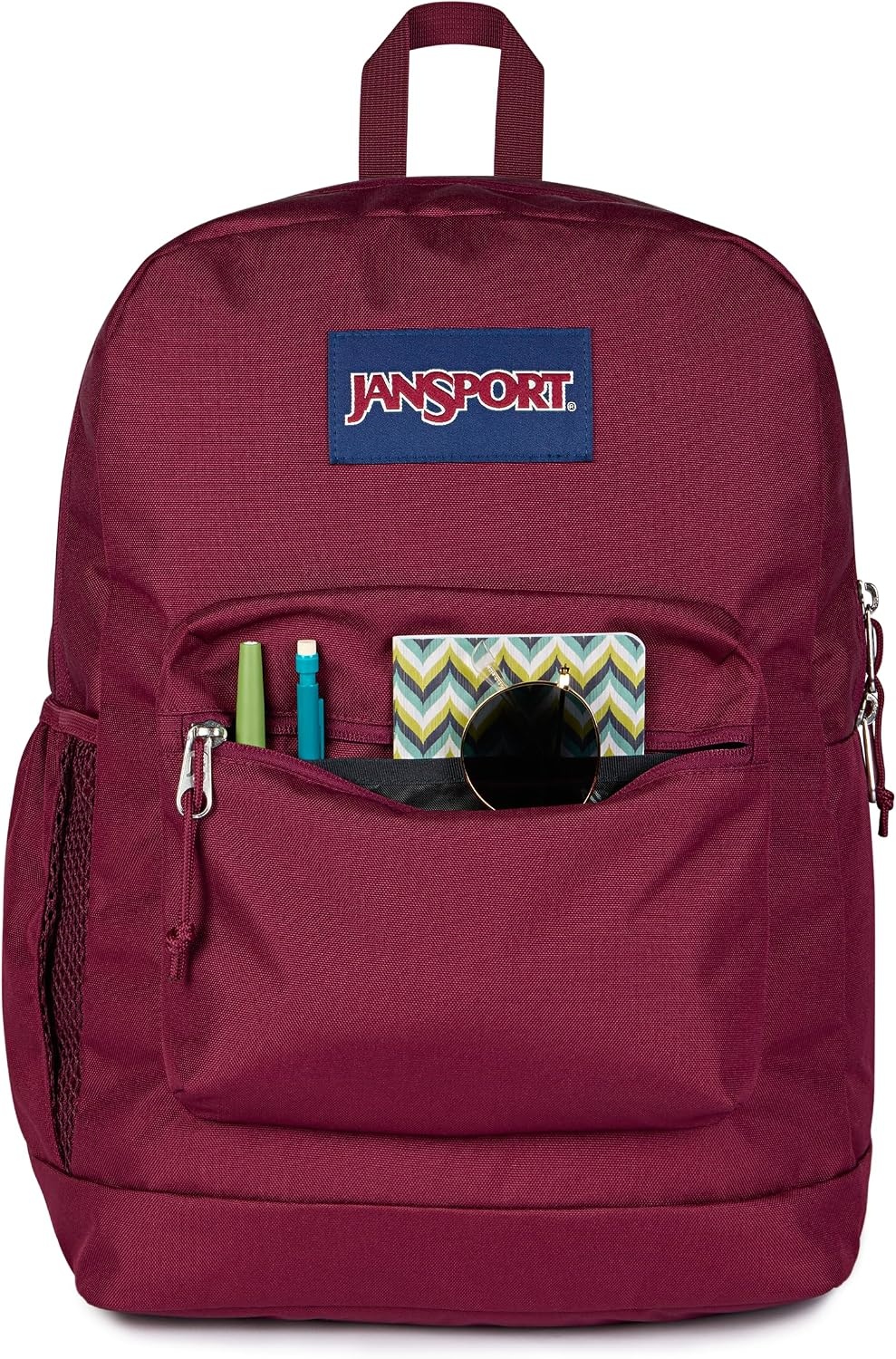 image:imageJanSport Cross Town Plus Backpack Large Main Compartment Side Water Bottle Pocket 15Inch Padded Laptop Sleeve Emerald PoolCherry Lacquer