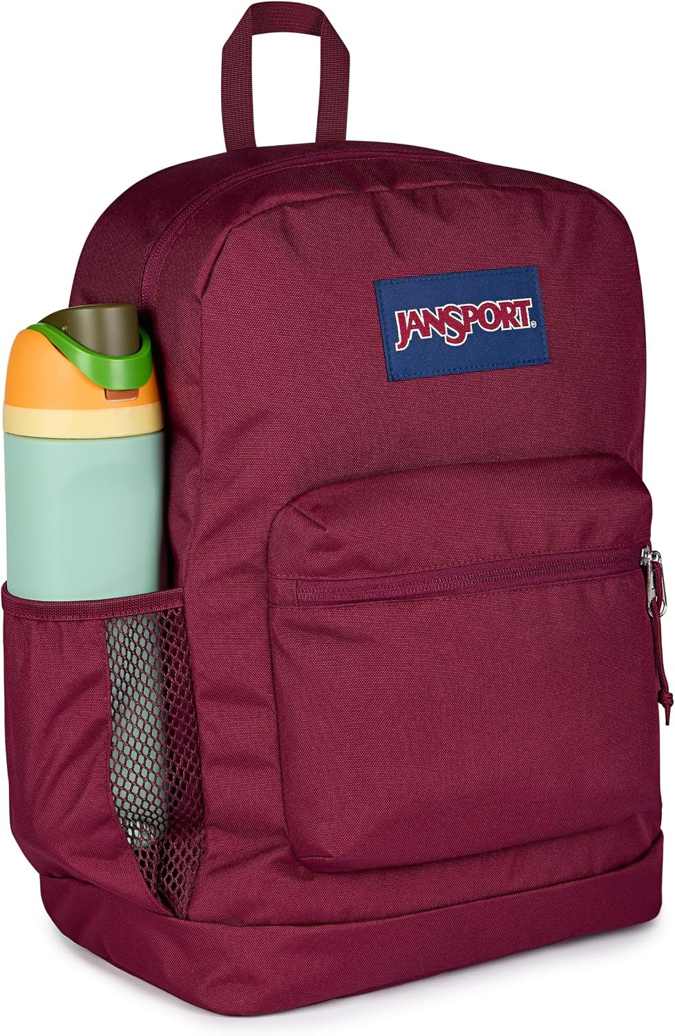 image:imageJanSport Cross Town Plus Backpack Large Main Compartment Side Water Bottle Pocket 15Inch Padded Laptop Sleeve Emerald PoolCherry Lacquer