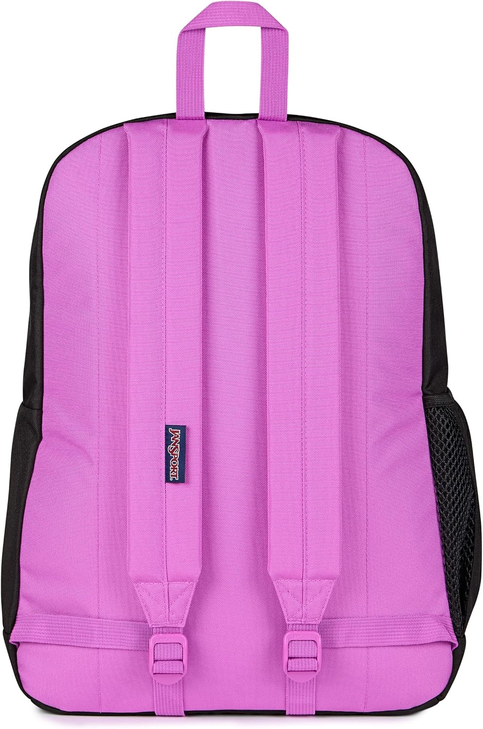 image:imageJanSport Cross Town Plus Backpack Large Main Compartment Side Water Bottle Pocket 15Inch Padded Laptop Sleeve Emerald PoolColor Blocked BlackDigital FuchsiaD