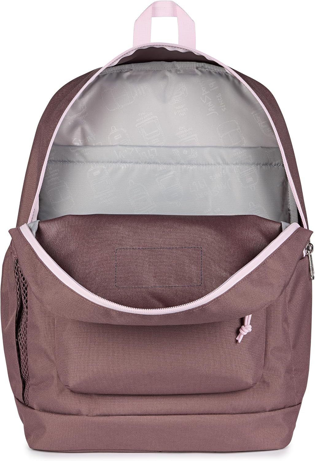 image:imageJanSport Cross Town Plus Backpack Large Main Compartment Side Water Bottle Pocket 15Inch Padded Laptop Sleeve Emerald PoolColor Blocked Mahogany HazePink Ice