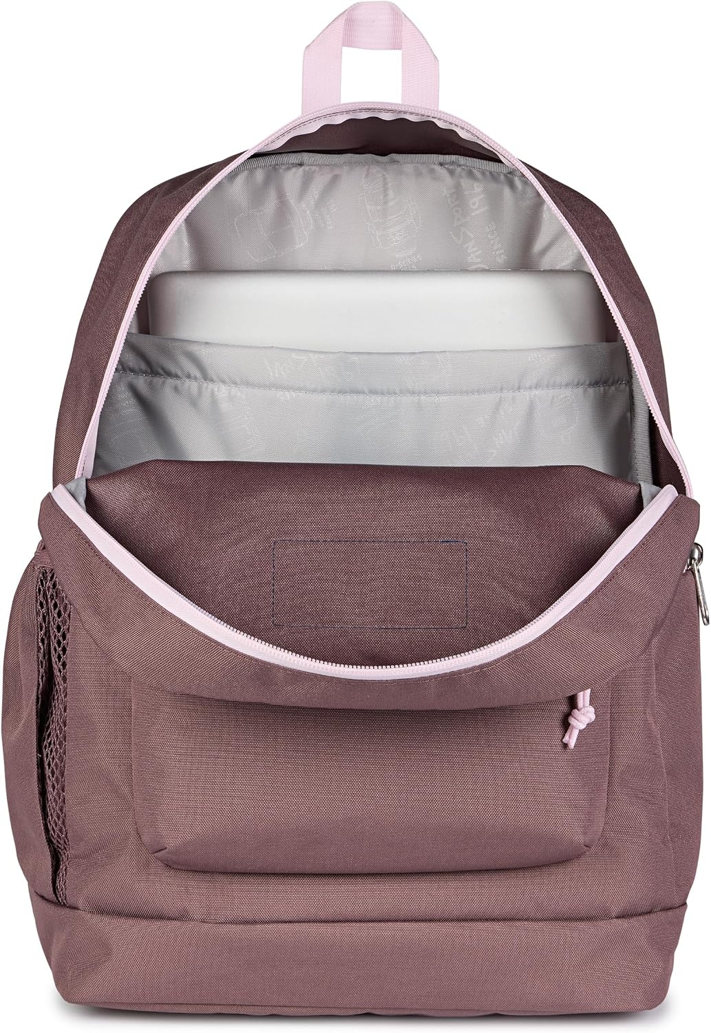 image:imageJanSport Cross Town Plus Backpack Large Main Compartment Side Water Bottle Pocket 15Inch Padded Laptop Sleeve Emerald PoolColor Blocked Mahogany HazePink Ice