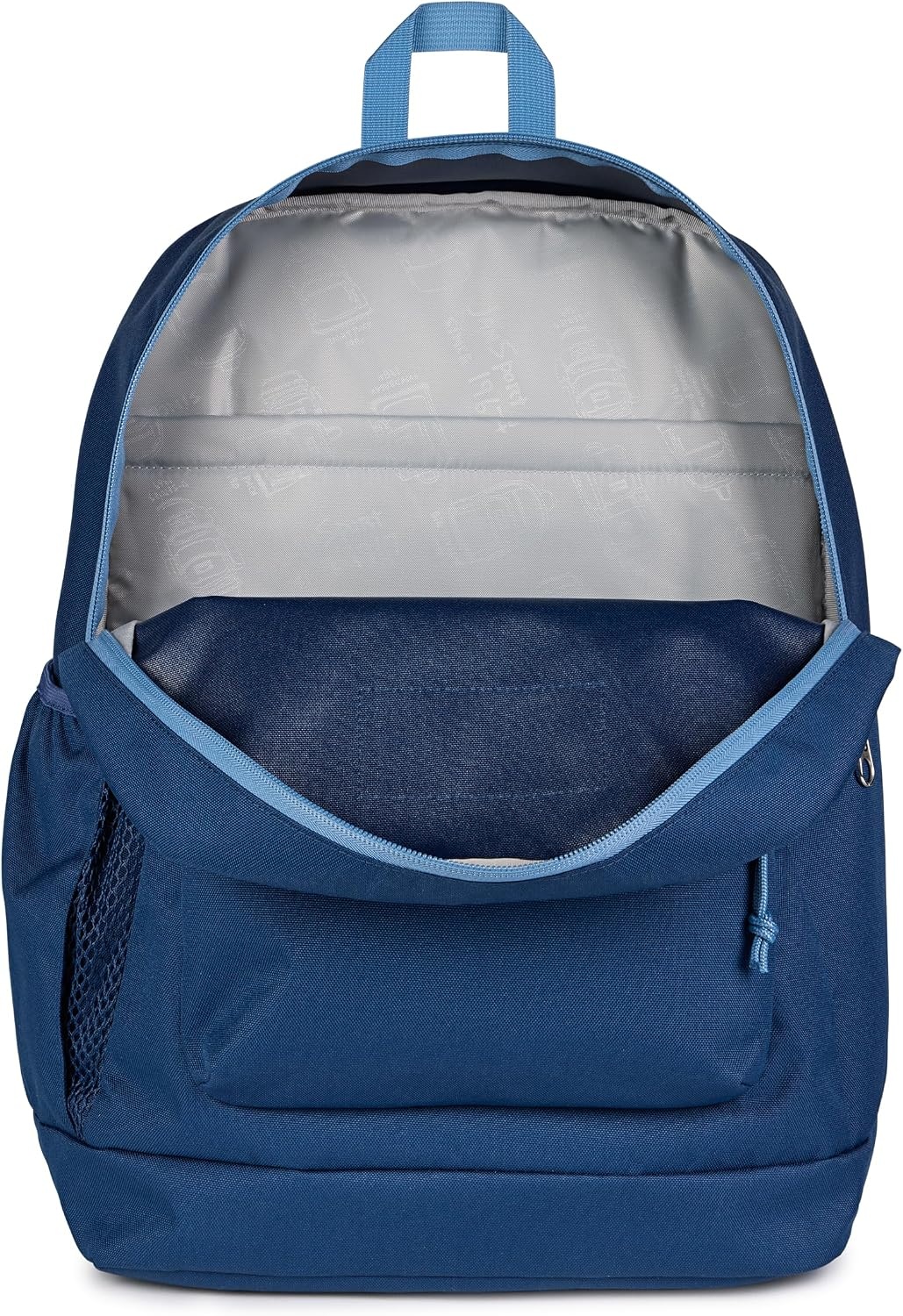 image:imageJanSport Cross Town Plus Backpack Large Main Compartment Side Water Bottle Pocket 15Inch Padded Laptop Sleeve Emerald PoolColor Blocked NavyElemental BlueEle