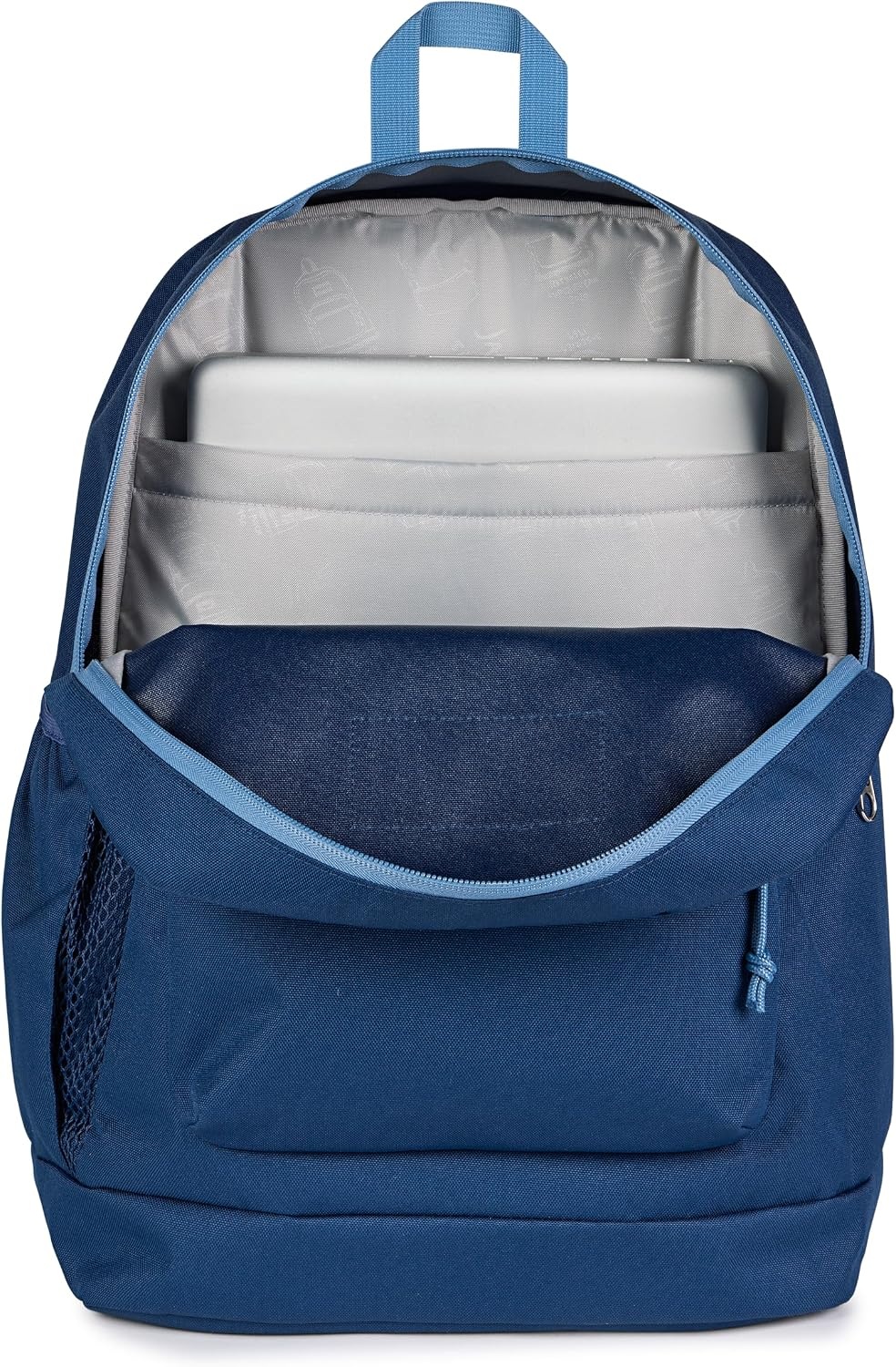 image:imageJanSport Cross Town Plus Backpack Large Main Compartment Side Water Bottle Pocket 15Inch Padded Laptop Sleeve Emerald PoolColor Blocked NavyElemental BlueEle