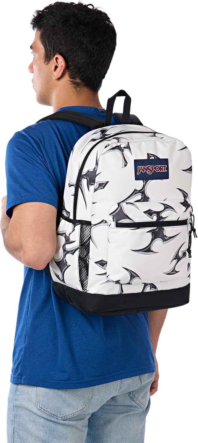 image:imageJanSport Cross Town Plus Backpack Large Main Compartment Side Water Bottle Pocket 15Inch Padded Laptop Sleeve Emerald PoolCyber Silver White