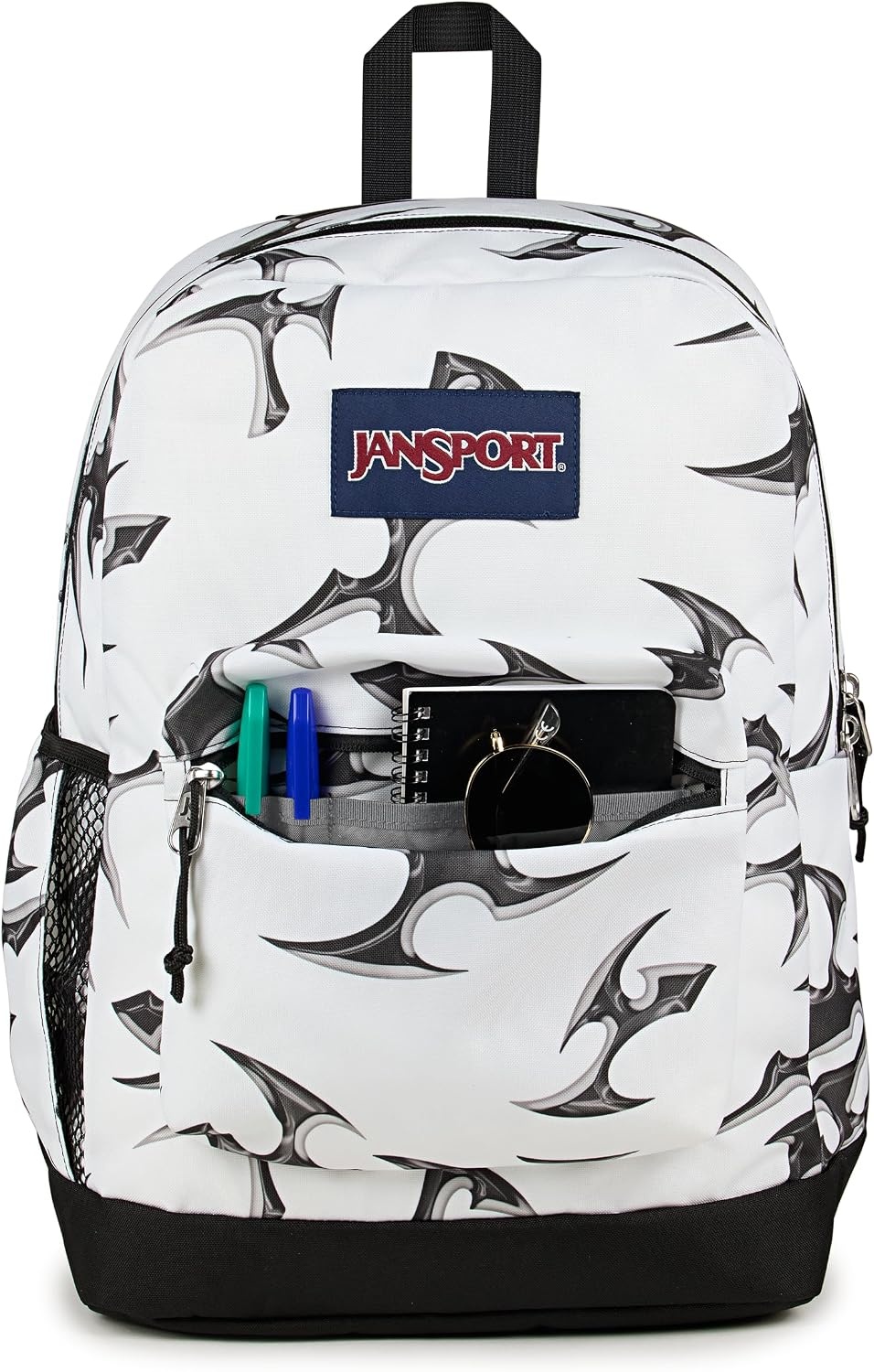 image:imageJanSport Cross Town Plus Backpack Large Main Compartment Side Water Bottle Pocket 15Inch Padded Laptop Sleeve Emerald PoolCyber Silver White