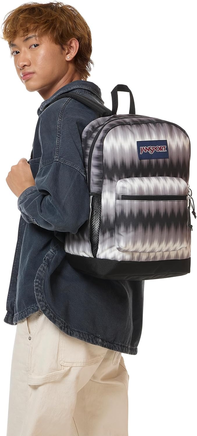 image:imageJanSport Cross Town Plus Backpack Large Main Compartment Side Water Bottle Pocket 15Inch Padded Laptop Sleeve Emerald PoolDigi Tie Dye Black