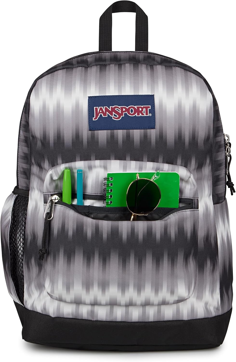 image:imageJanSport Cross Town Plus Backpack Large Main Compartment Side Water Bottle Pocket 15Inch Padded Laptop Sleeve Emerald PoolDigi Tie Dye Black