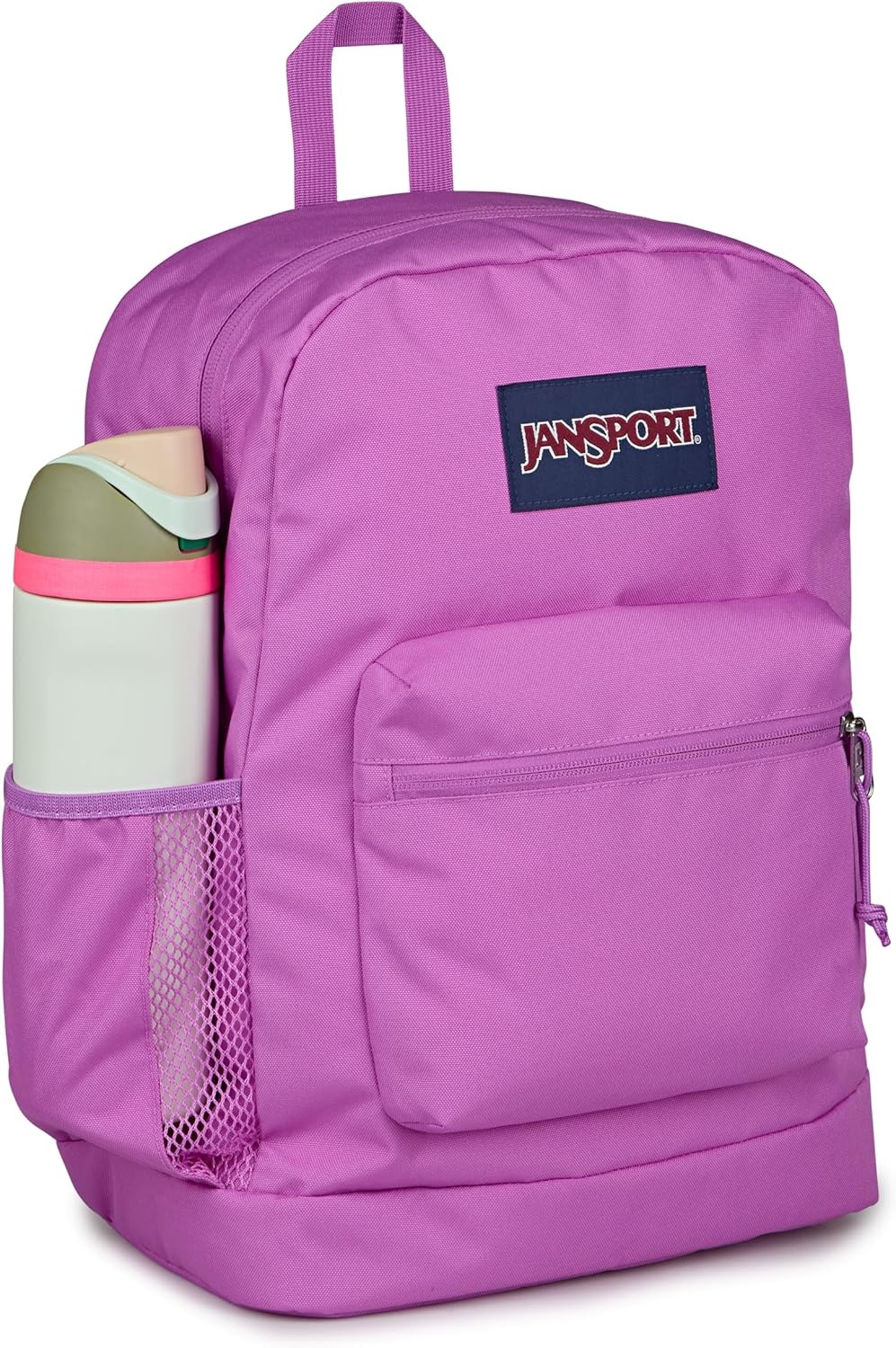 image:imageJanSport Cross Town Plus Backpack Large Main Compartment Side Water Bottle Pocket 15Inch Padded Laptop Sleeve Emerald PoolDigital Fuchsia