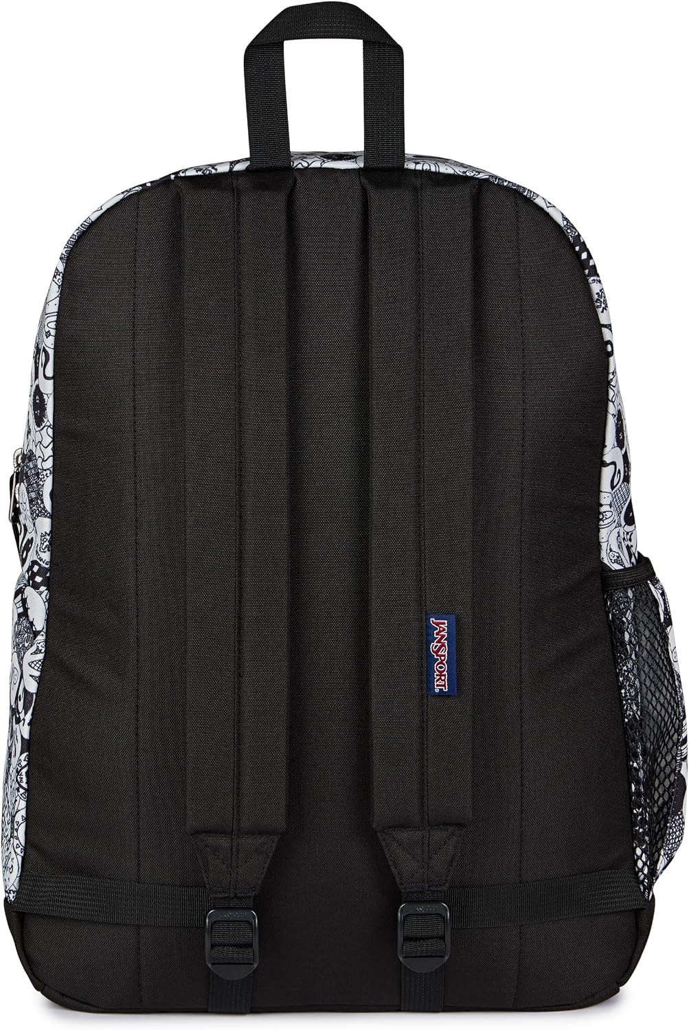 image:imageJanSport Cross Town Plus Backpack Large Main Compartment Side Water Bottle Pocket 15Inch Padded Laptop Sleeve Emerald PoolDoodle Dots BlackWhiteGrey