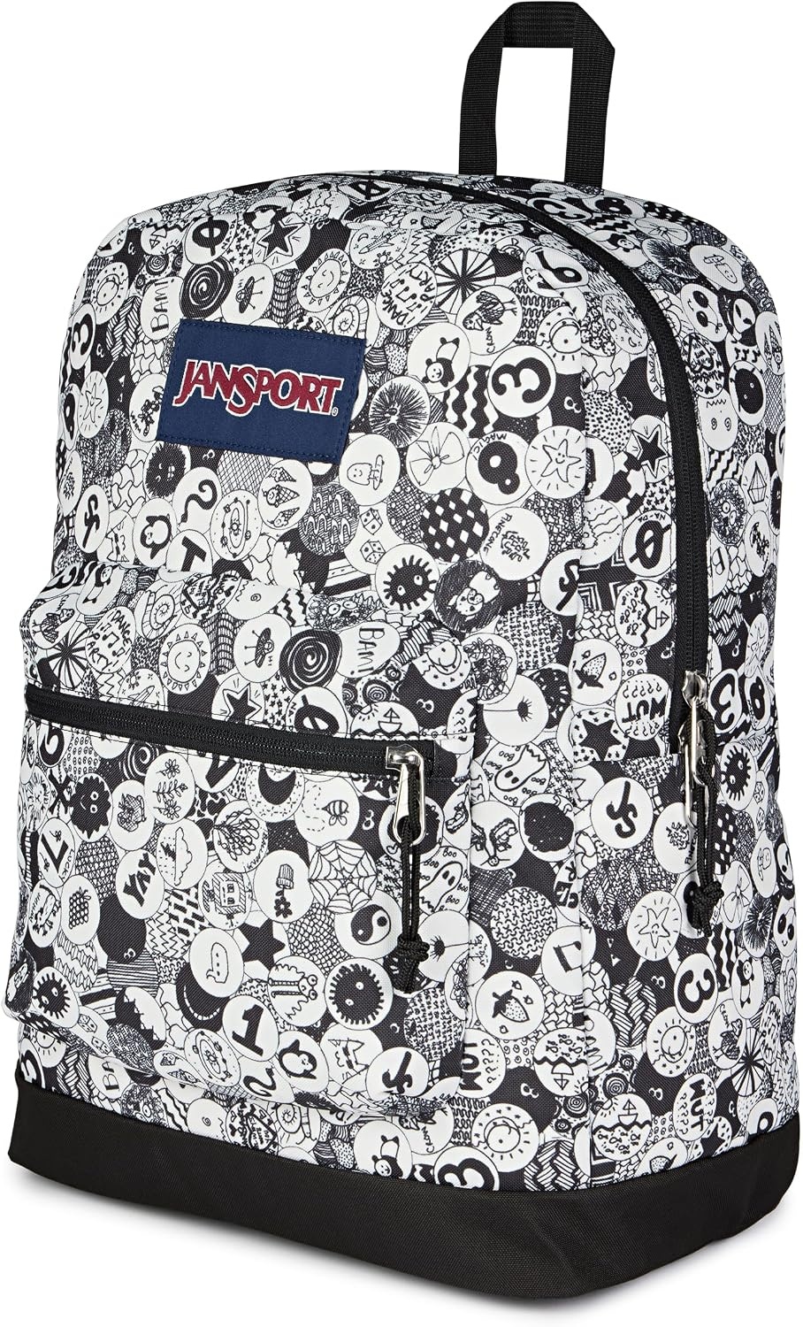 image:imageJanSport Cross Town Plus Backpack Large Main Compartment Side Water Bottle Pocket 15Inch Padded Laptop Sleeve Emerald PoolDoodle Dots BlackWhiteGrey